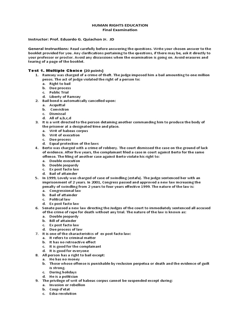 Human Rights Education Final Exam | PDF