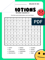 Emotions Yellow White English Word Search Worksheet