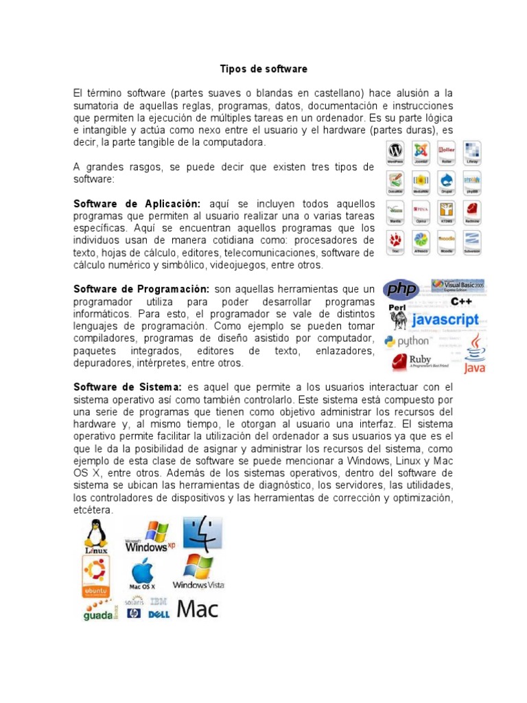 Tipos de Software | PDF | Programa de computadora | Programación