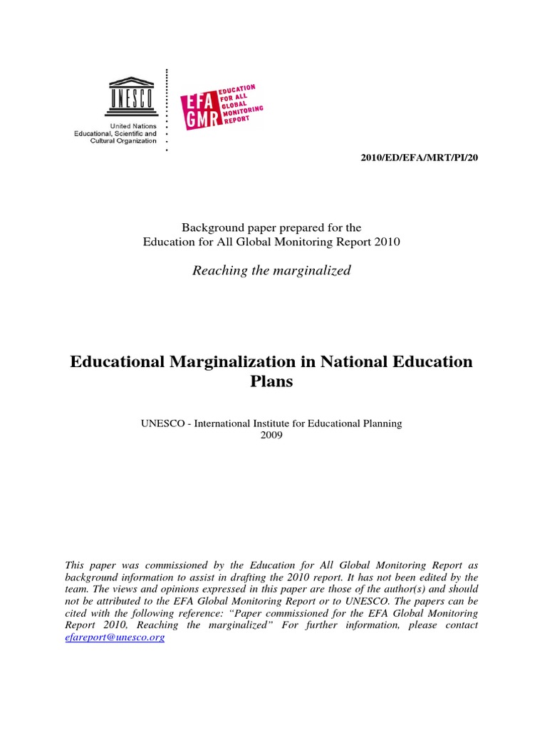 Educational Marginalization in National Education PDF Social