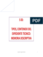 S 03-Planificación Obras-Tipos, Contenido Expediente Técnico. Memoria Descriptiva