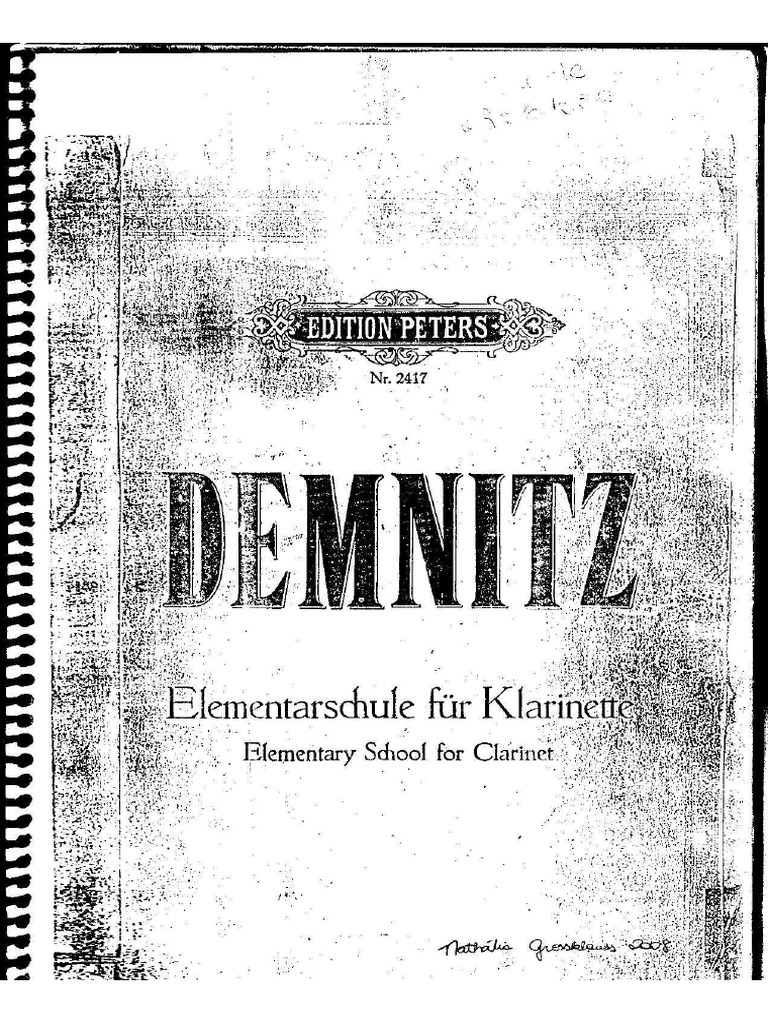 DEMNITZ, Friedrich - Elementarschule Für Klarinette | PDF