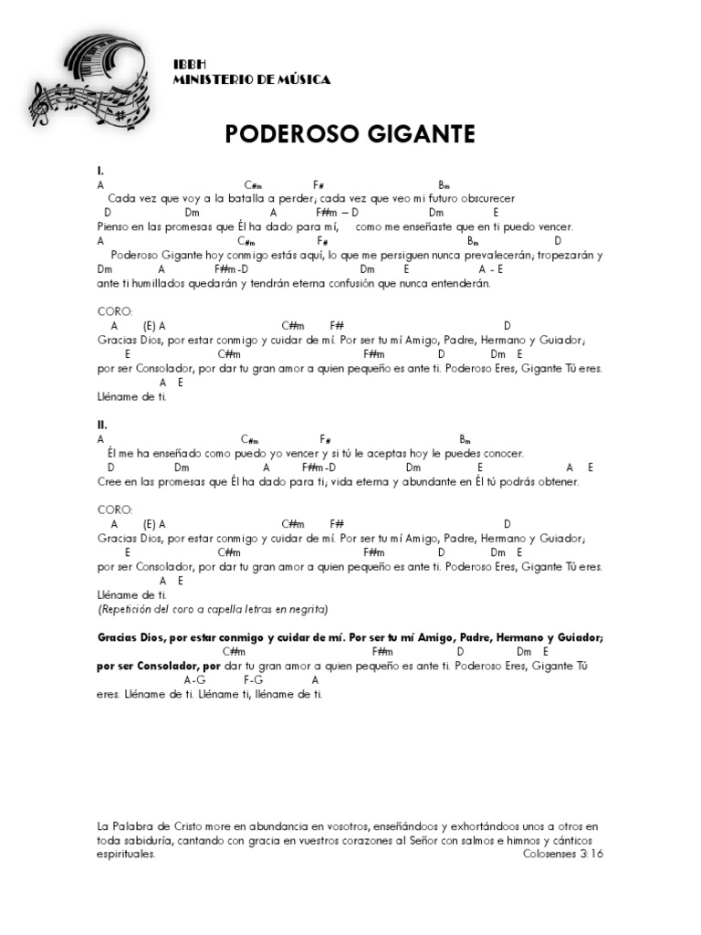 Poderoso Gigante: Letra y Acordes | PDF