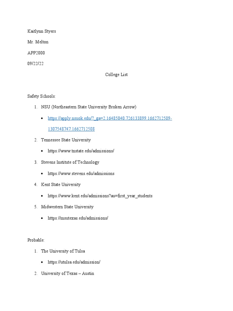 College List | PDF