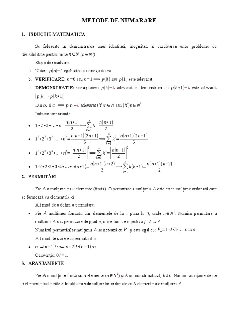 Combinatronica - Teorie Clasa A 10-A | PDF