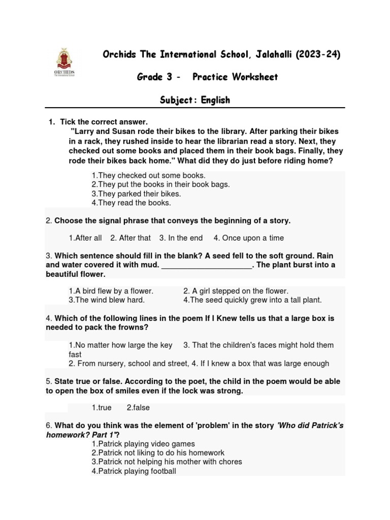 GRADE 3 Olympiad | PDF