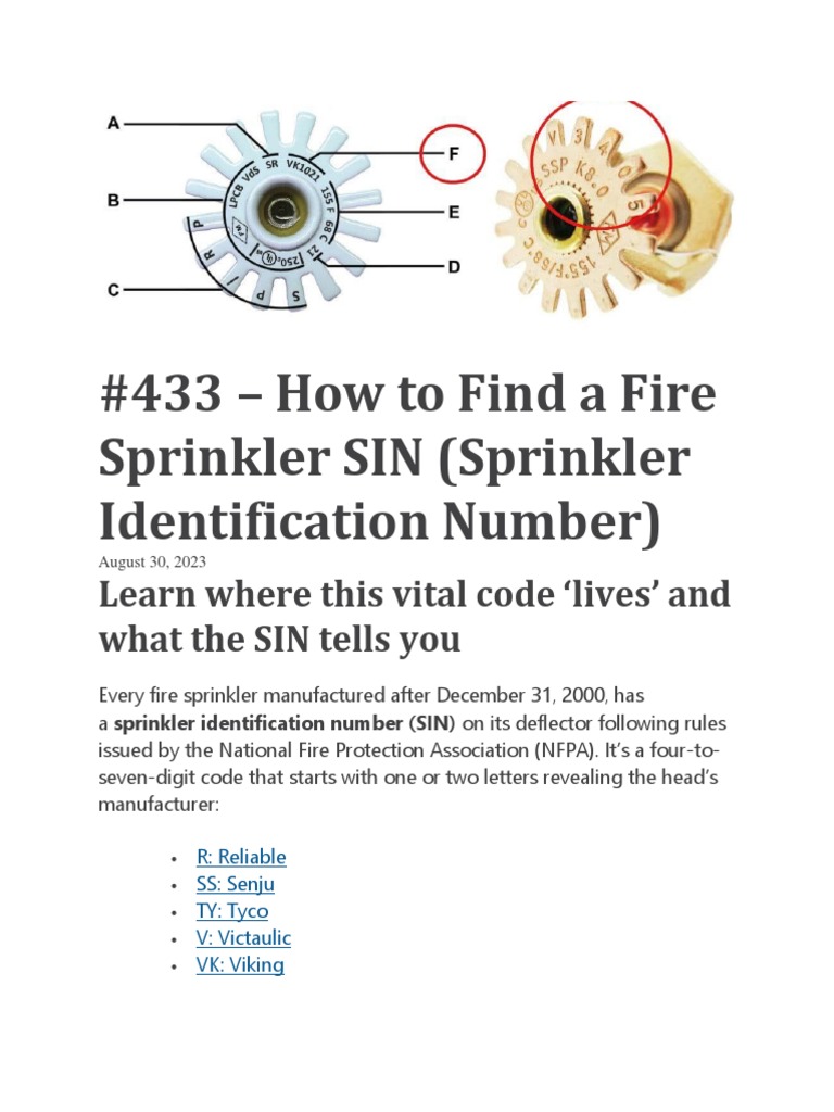 Finding Your Fire Sprinkler SIN | PDF | Fire Sprinkler System | Fire ...