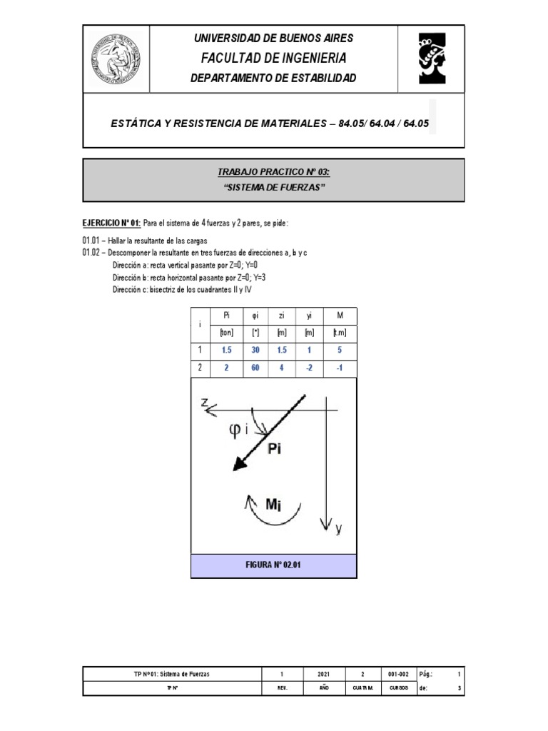 Tp1 Sistema De Fuerzas Pdf Mecanica Clasica Geometria Clasica