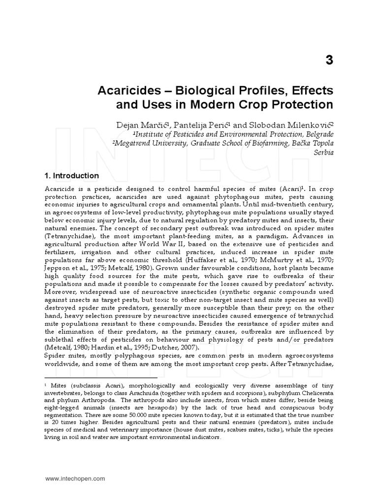 Acaricides - Biological Profiles, Effects | PDF | Pesticide | Pest ...