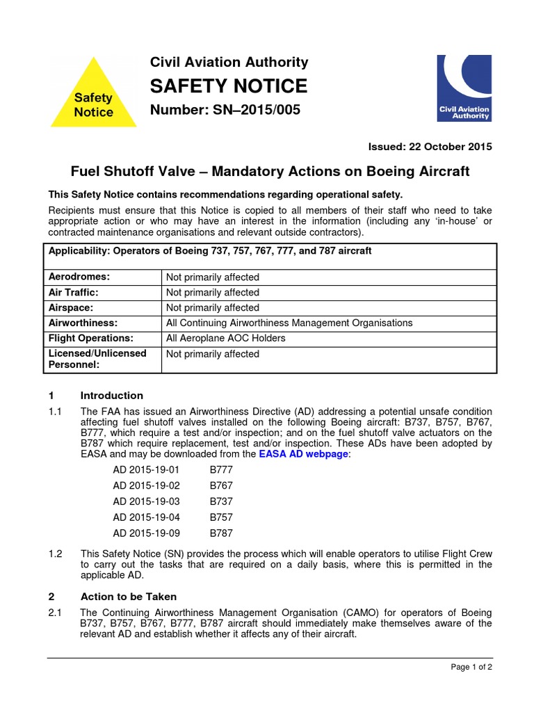 Safety Notice 2015005 | PDF
