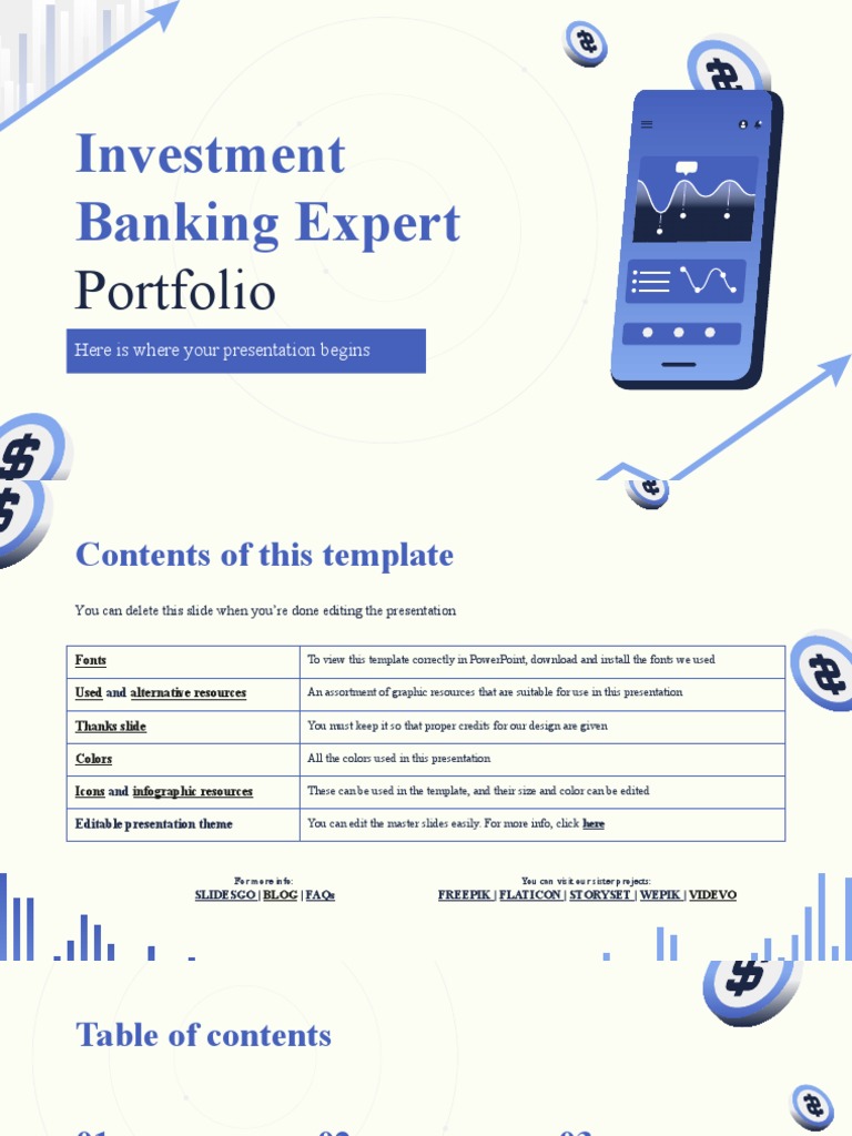 Investment Banking Expert Portfolio by Slidesgo PDF Mergers And Acquisitions Business
