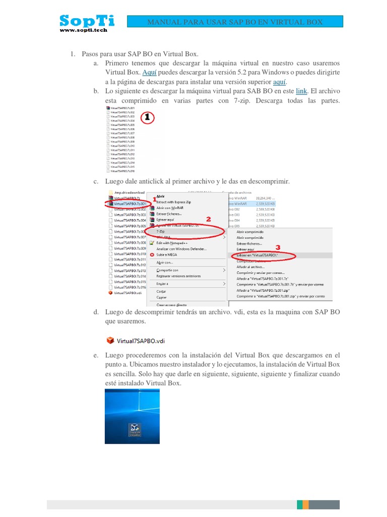 Pasos para Usar SAP BO en Virtual Box | PDF 