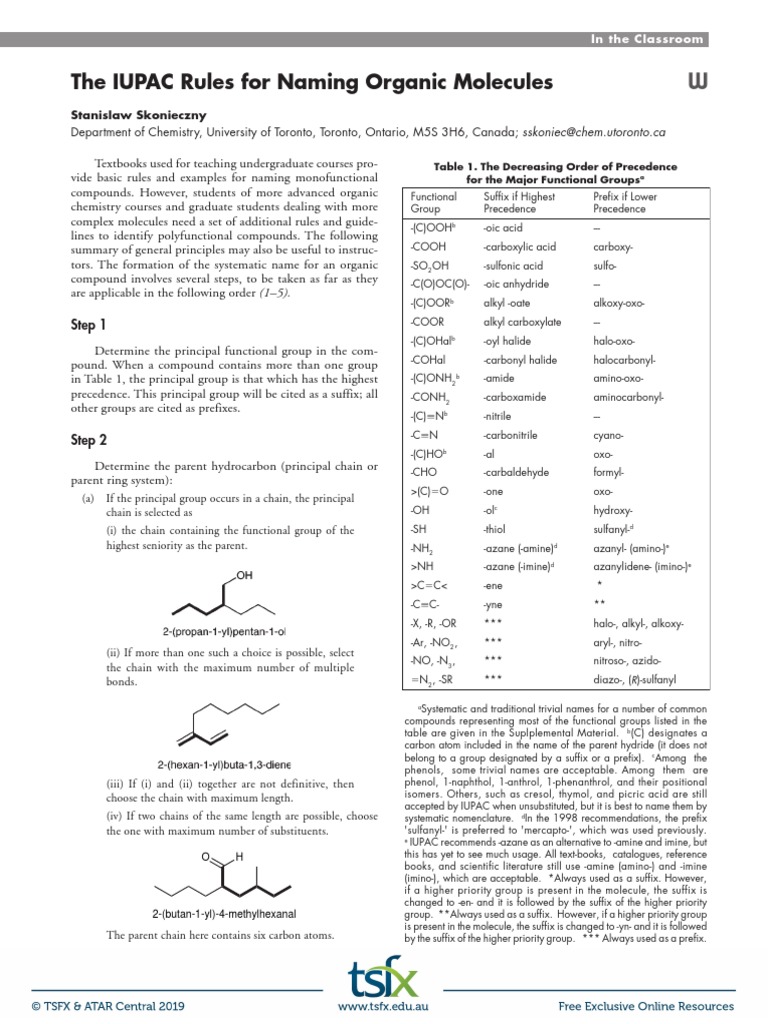 IUPAC Naming Guide for Organic Compounds | PDF | Functional Group | Alkene