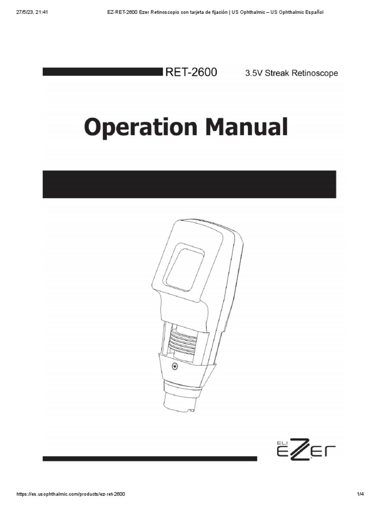 EZRET2600 Ezer Retinoscopio Con Tarjeta de Fijación US Ophthalmic