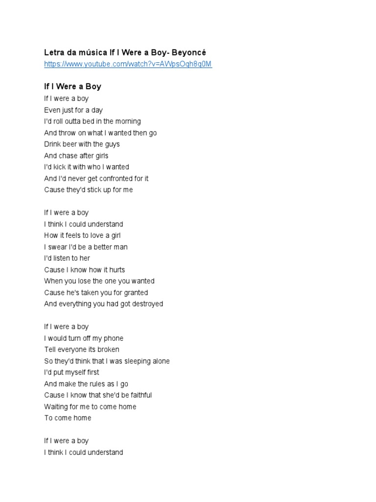 Paroles If I Were A Boy
