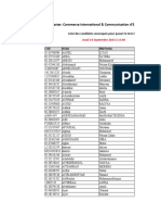 Master CICE - Liste Des Candidats - Test Ecrit - Jeudi 14 Sep 2023