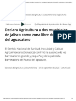 Declara Agricultura A Dos Municipios de Jalisco Como Zona Libre de Plagas Del Aguacatero - Secretaría de Agricultura y Desarrollo Rural - Gobierno - Gob - MX