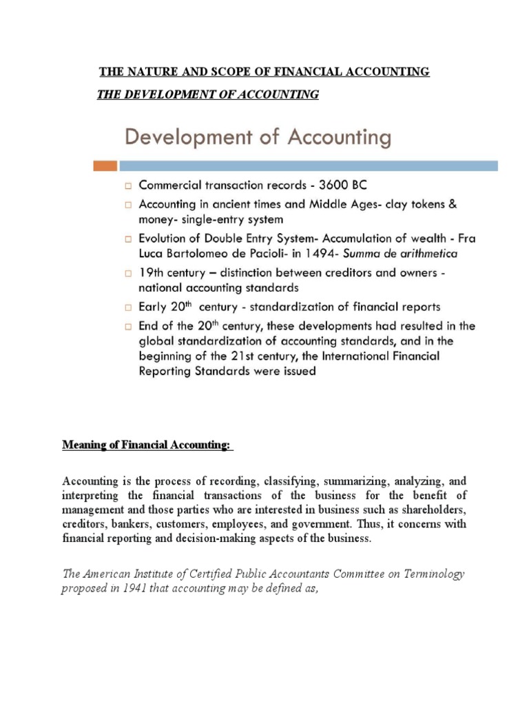 The Nature and Scope of Financial Accounting Download Free PDF