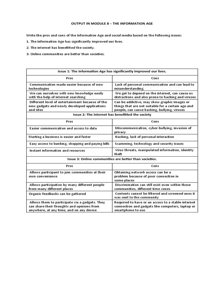 STS Module 8 The Information Age PDF Information