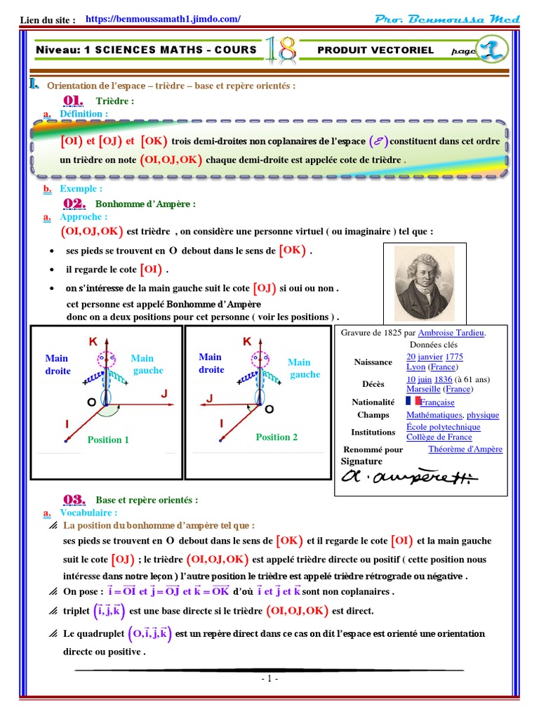 Cours sur le produit vectoriel | PDF | Base (algèbre linéaire) | Droite ...