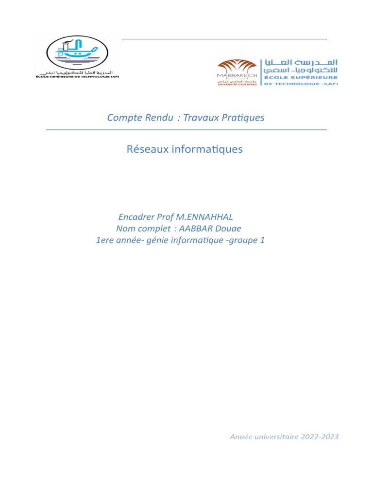 Compte Rendu TP Réseaux Informatiques | PDF | Informatique | Informatique