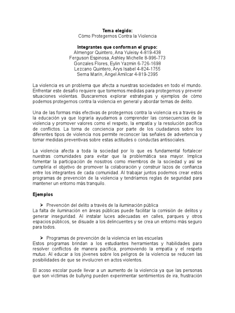 Estrategias para Prevenir la Violencia Escolar | PDF | Violencia ...