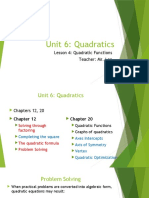 6.4 - Quadratic Functions & Graphs of Functions