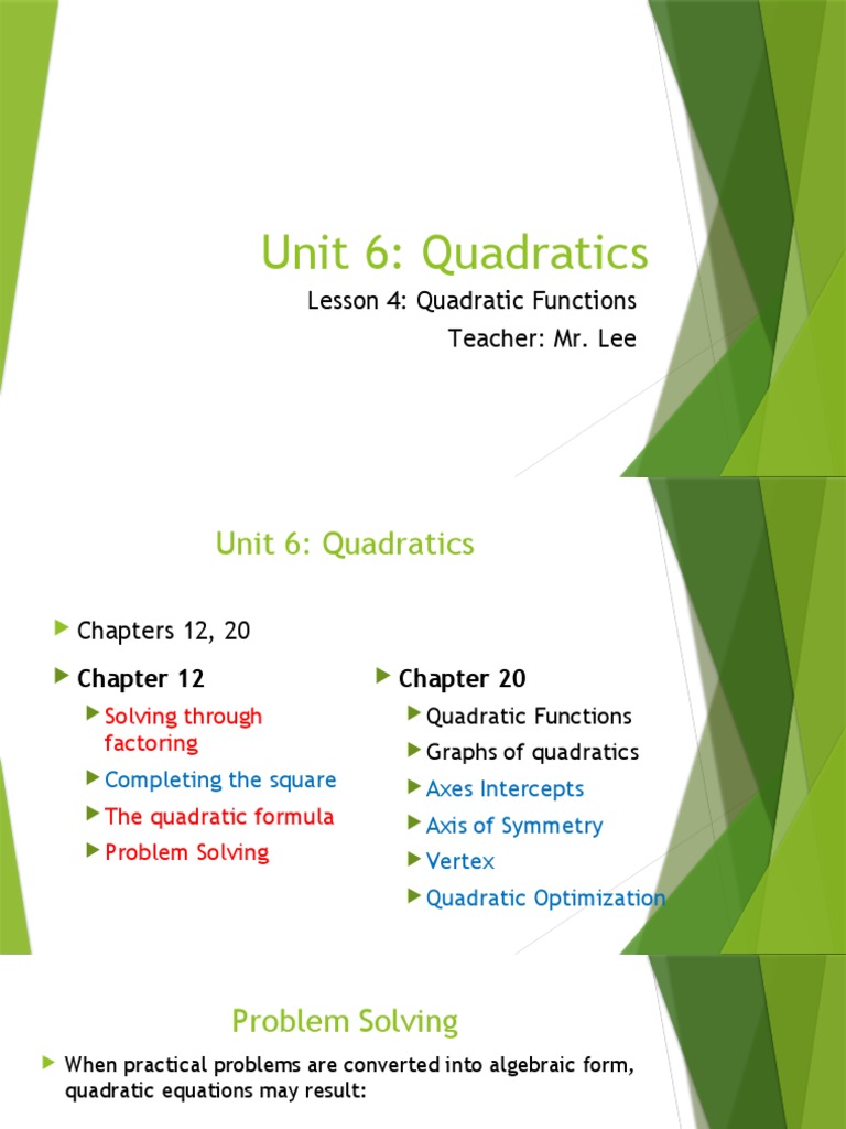 6.4 - Quadratic Functions & Graphs of Functions | PDF | Quadratic ...