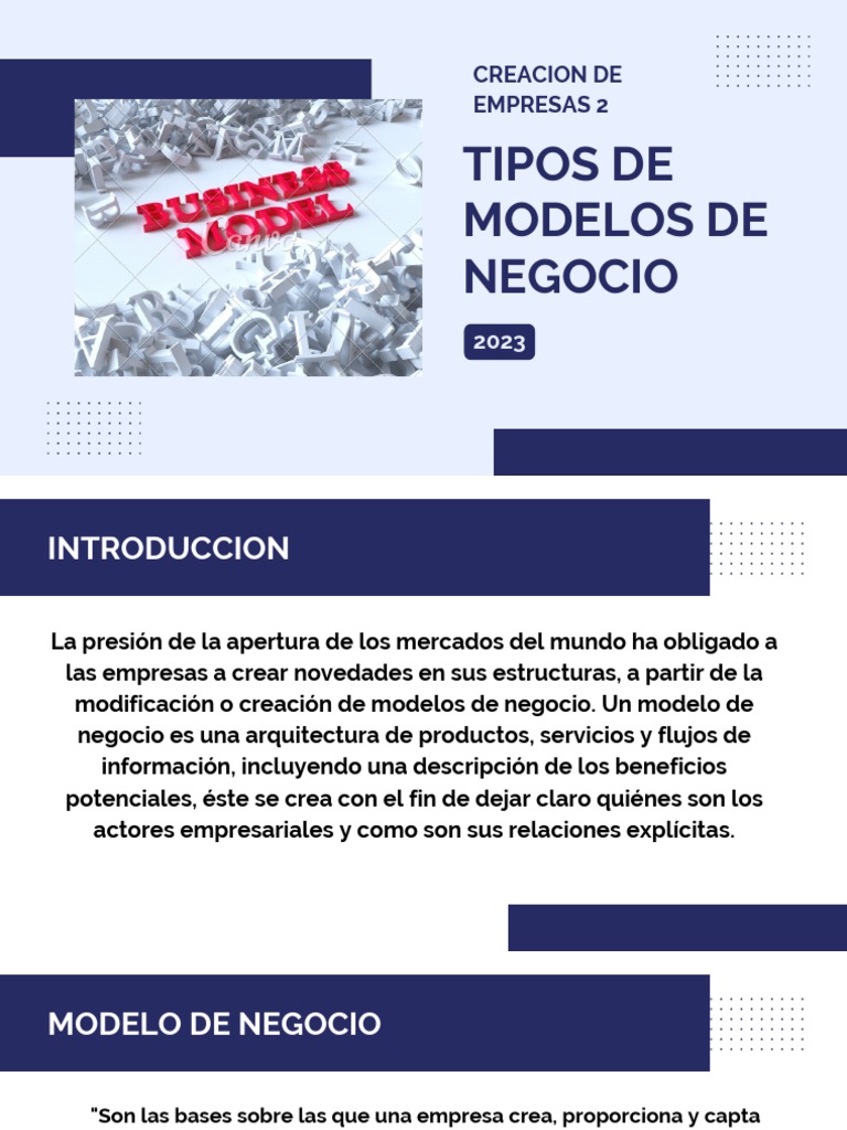 Tipos de Modelos de Negocio 2023 | PDF | Modelo de negocio | Business