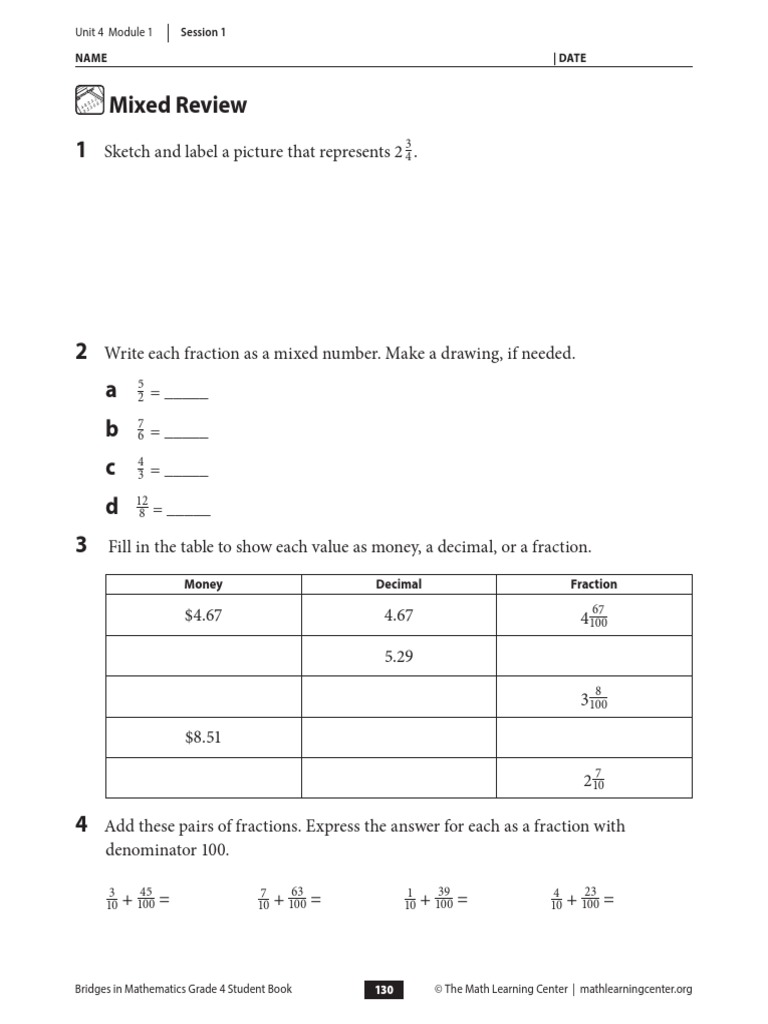 Grade 4 Math: Fractions & Rounding | PDF | Arithmetic | Mathematics