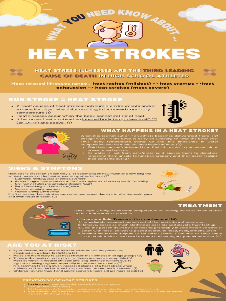 Heat Strokes Infographic PDF Hyperthermia Stroke