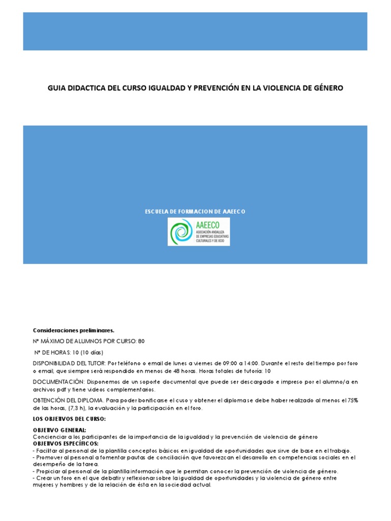 Curso sobre Igualdad y Violencia de Género | PDF | Foro de Internet ...