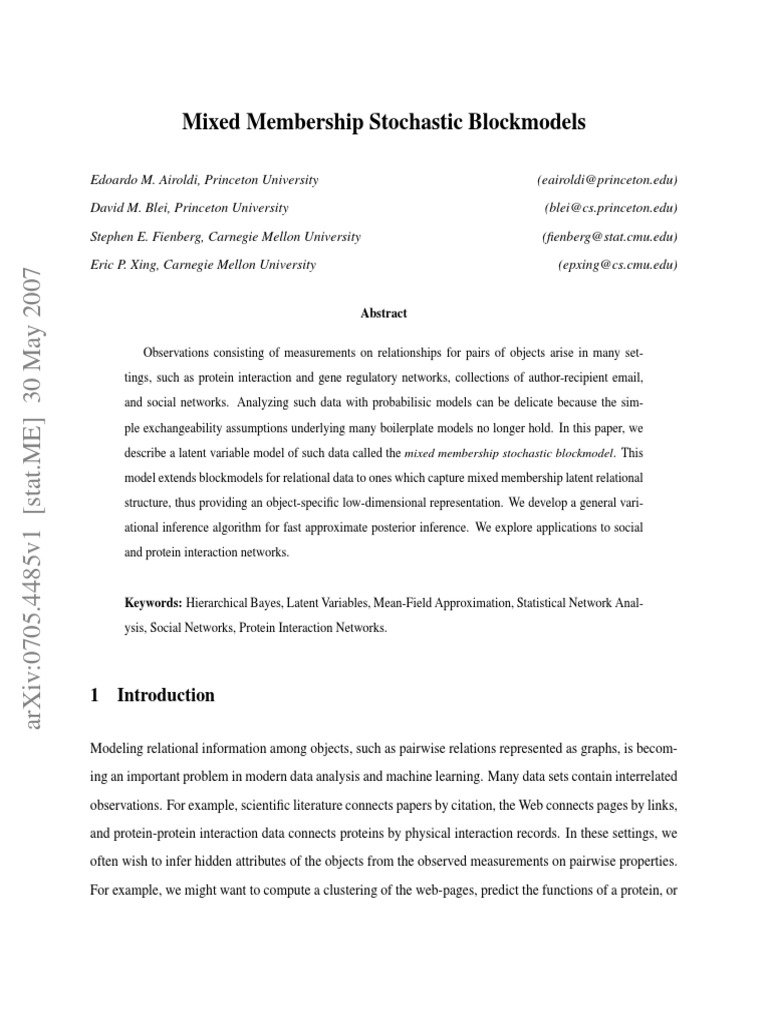 Airoldi SBM Mixed PDF Cluster Analysis Matrix (Mathematics)