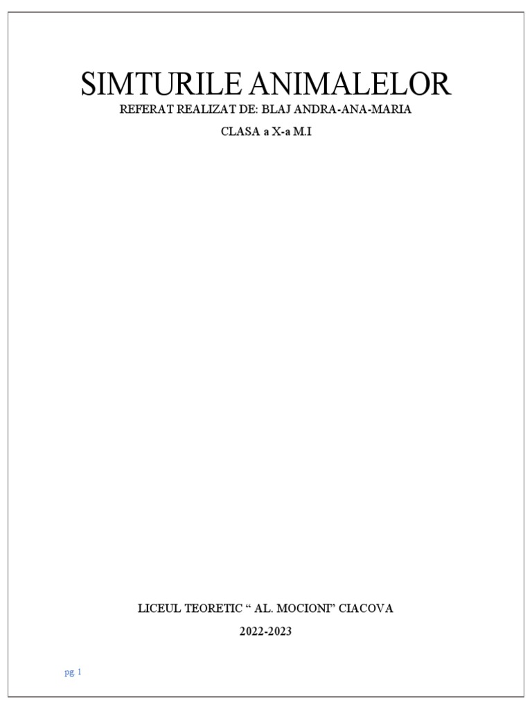 Simturile Animalelor | PDF