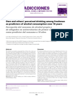 Percerpcion Del Consumo de Alcohol Propio y Allegados en Universitarios de Primer Curso Como Predictor Del Consumo en 10 Años