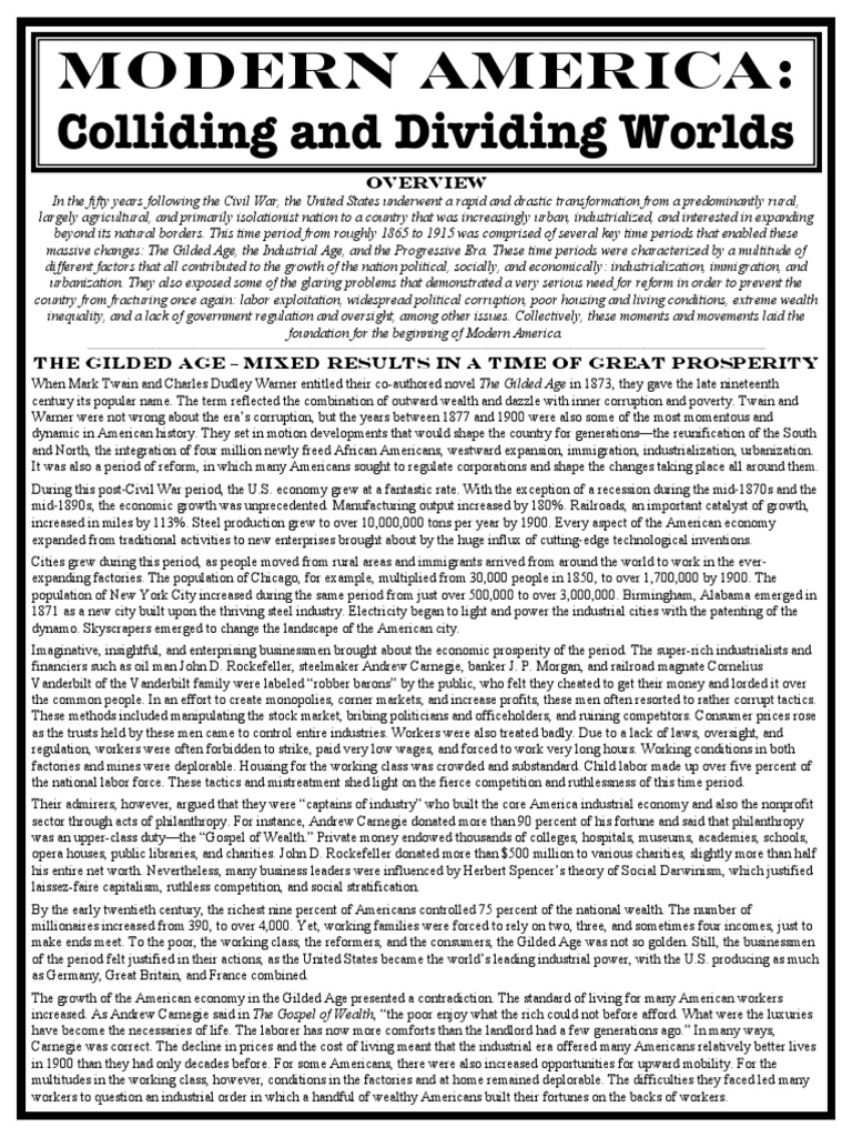 Modern America - Colliding & Dividing Worlds - Gilded Age  PDF  Cost 