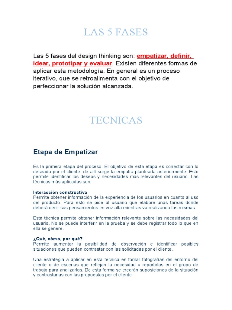 Las 5 Fases del Design Thinking | PDF | El pensamiento de diseño