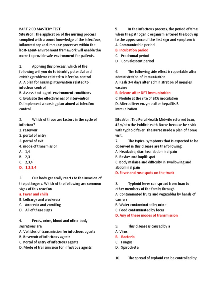 Part 2 CD Mastery Test PDF Infection Hiv/Aids