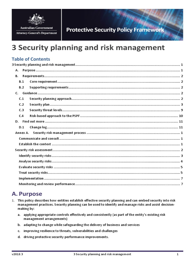 Security Planning and Risk Management - Protective Security | PDF ...