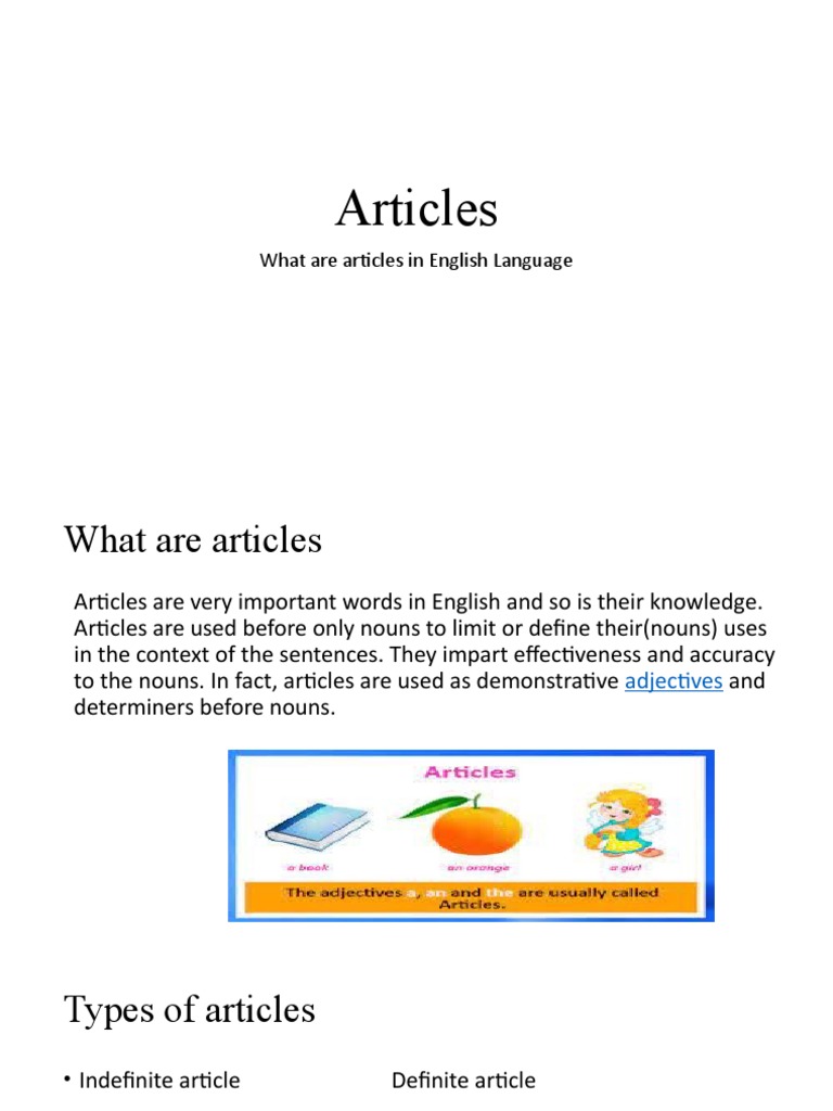 Understanding Articles in English | PDF