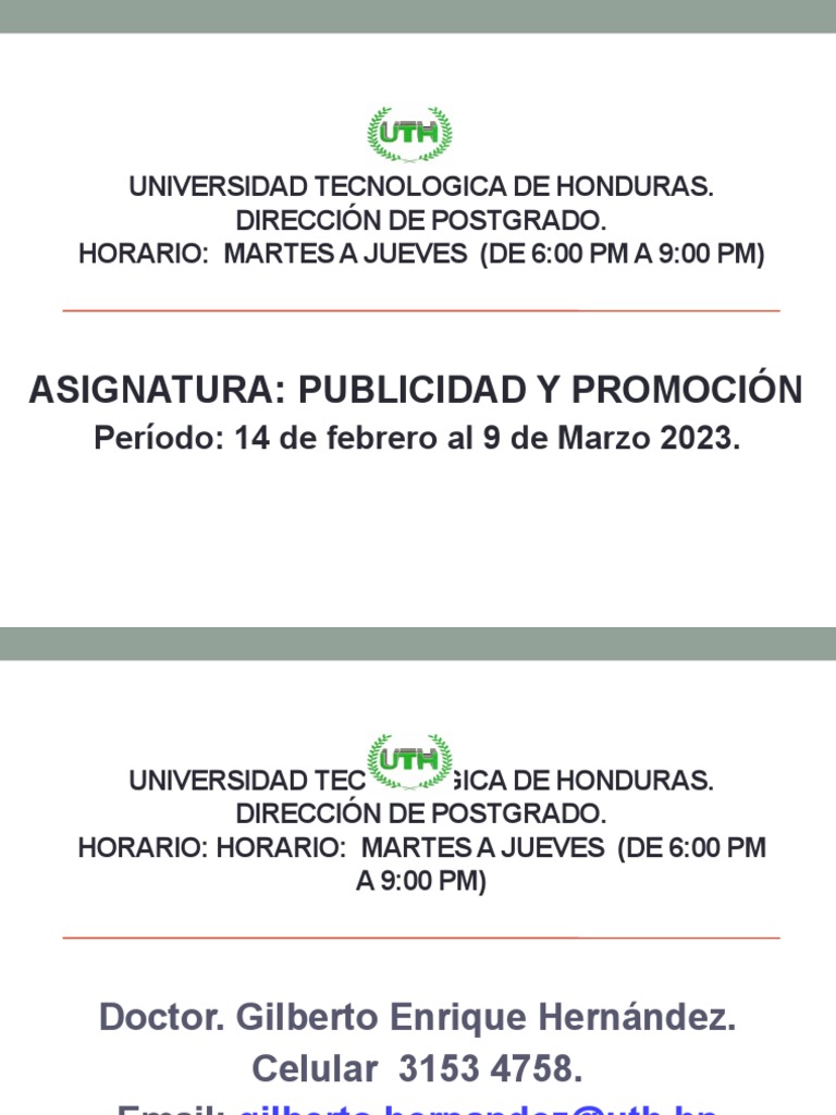 Publicidad y Promoción en UTH 2023 | PDF | Marketing | Mercado (economía)