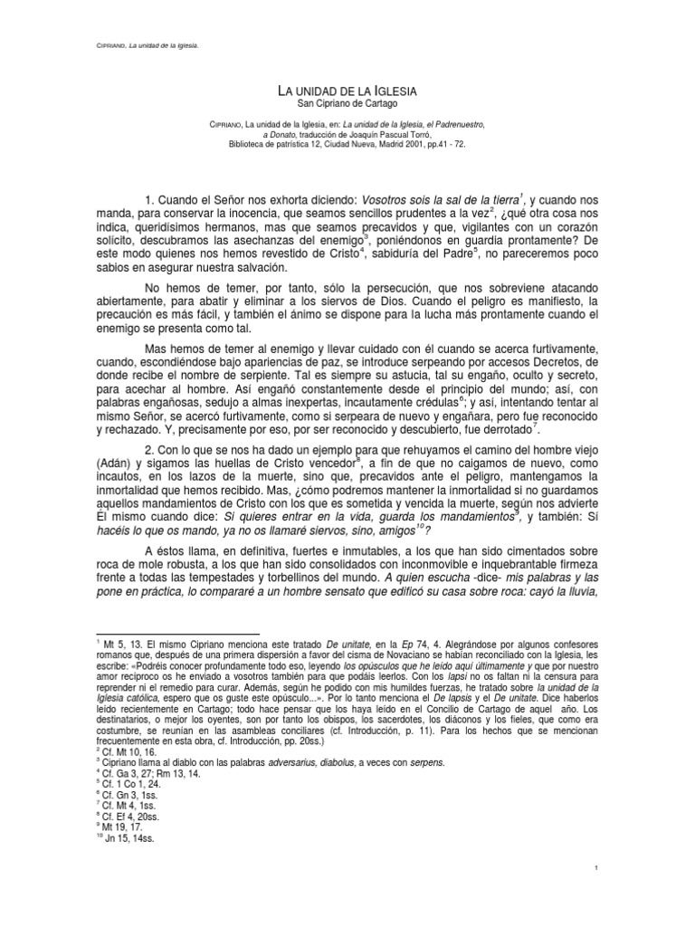 Unidad de la Iglesia según Cipriano | PDF | Cristo (título) | Jesús
