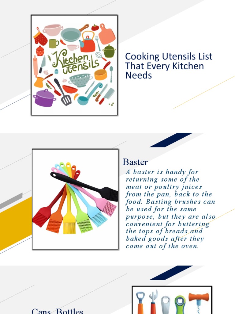 Cooking Utensils List That Every Kitchen Needs PDF Roasting