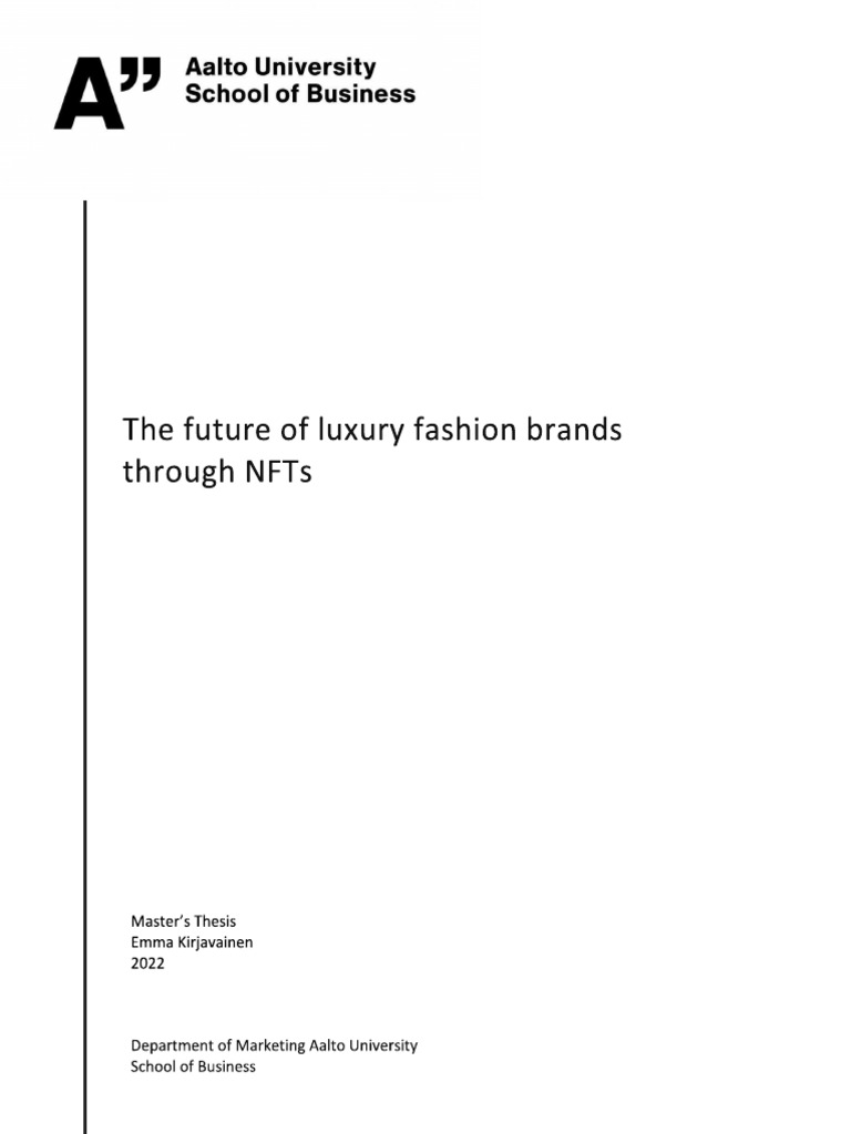 The Future Of Luxury Fashion Brands Through Nfts Pdf