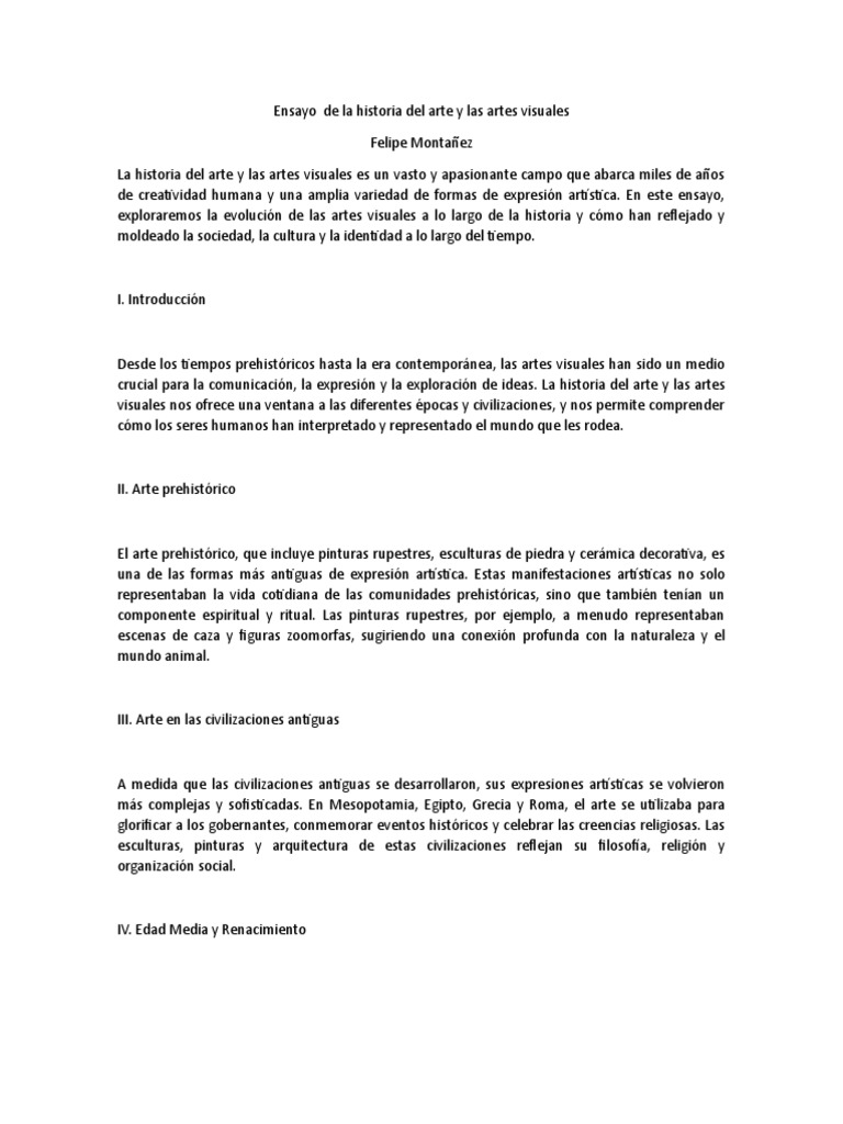 Ensayo de La Historia Del Arte y Las Artes Visuales Felipe PDF