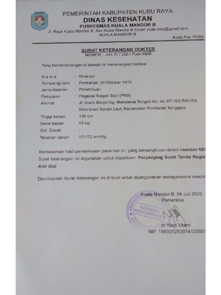 Surat Sehat | PDF
