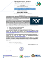 Comunicado para El Segundo Festival de Lectura 11 de Julio Del 2023 Ok.