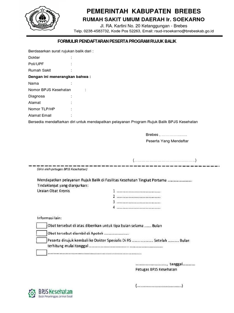 Formulir Rujuk Balik BPJS Kesehatan | PDF