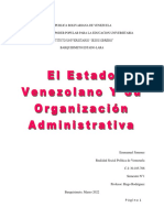 El Estado Venezolano Y Su Organización Administrativa Tema 1 Emmanuel Jimenez