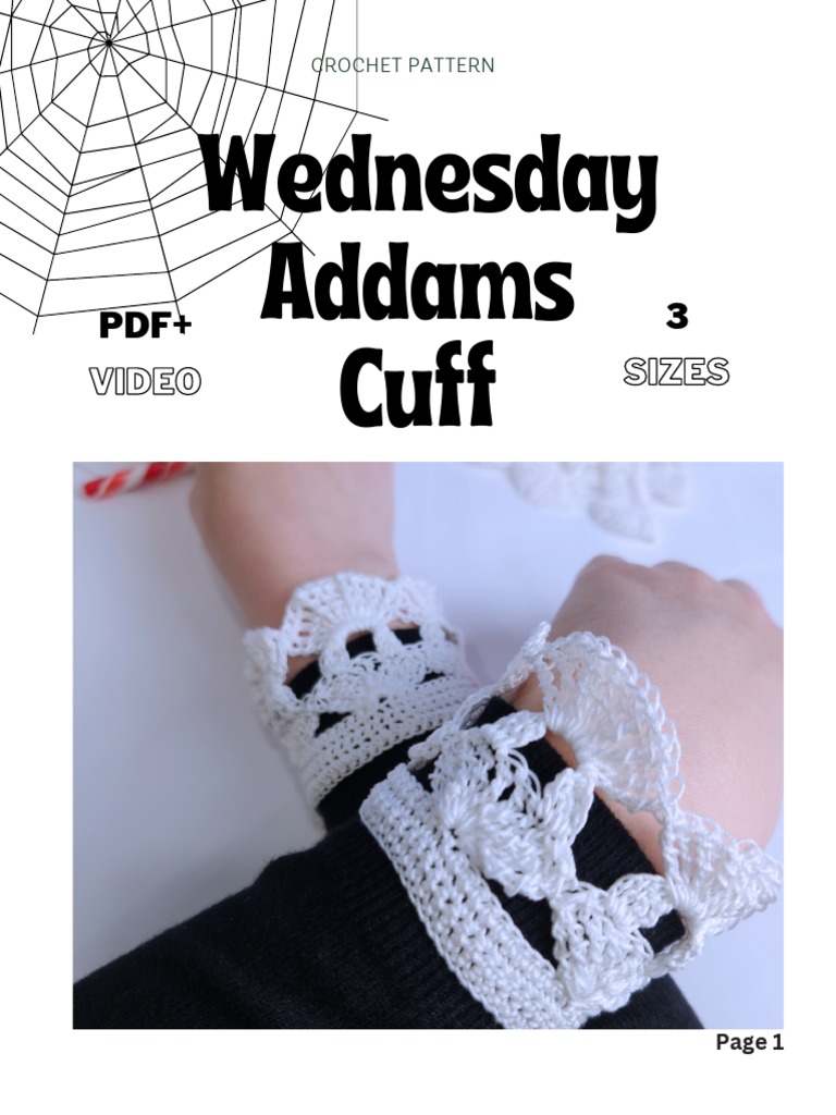 Free Wednesday Addams Cuff Pattern | PDF | Crochet | Figured Fabrics